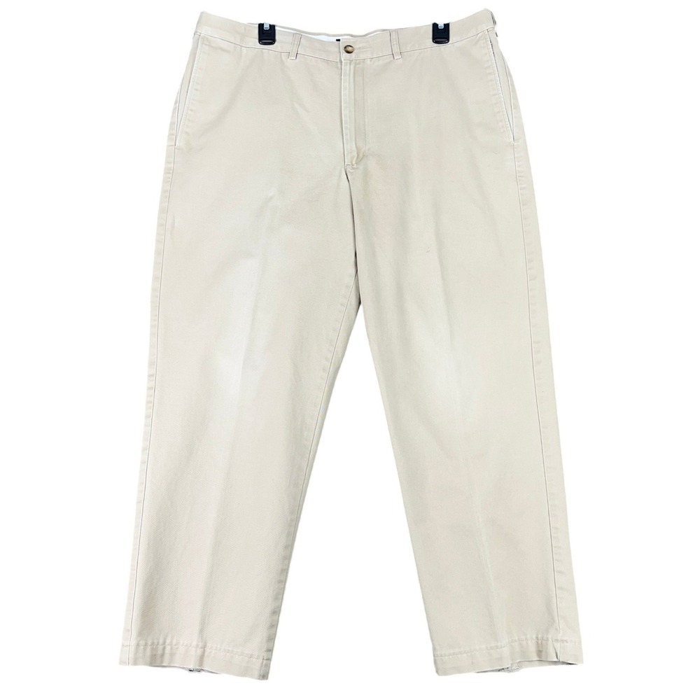 Lands End Khakis Chino Pants Traditional Fit Straight Leg Elastic Waist Mens 38